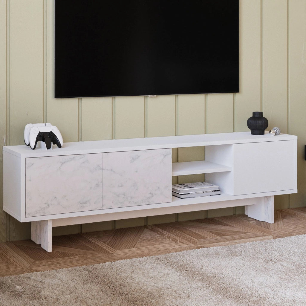 Porta TV in legno "Ravello" - 150 x 30 x 45 cm - Bianco