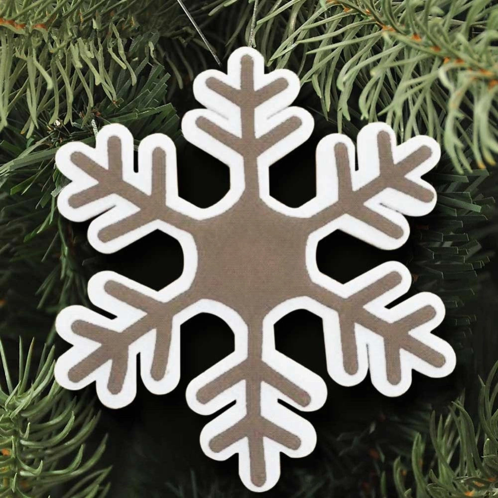 Trade Shop - Appendino Fiocco Di Neve Natale Ovatta E Juta 44 Cm Decorazioni Natale -