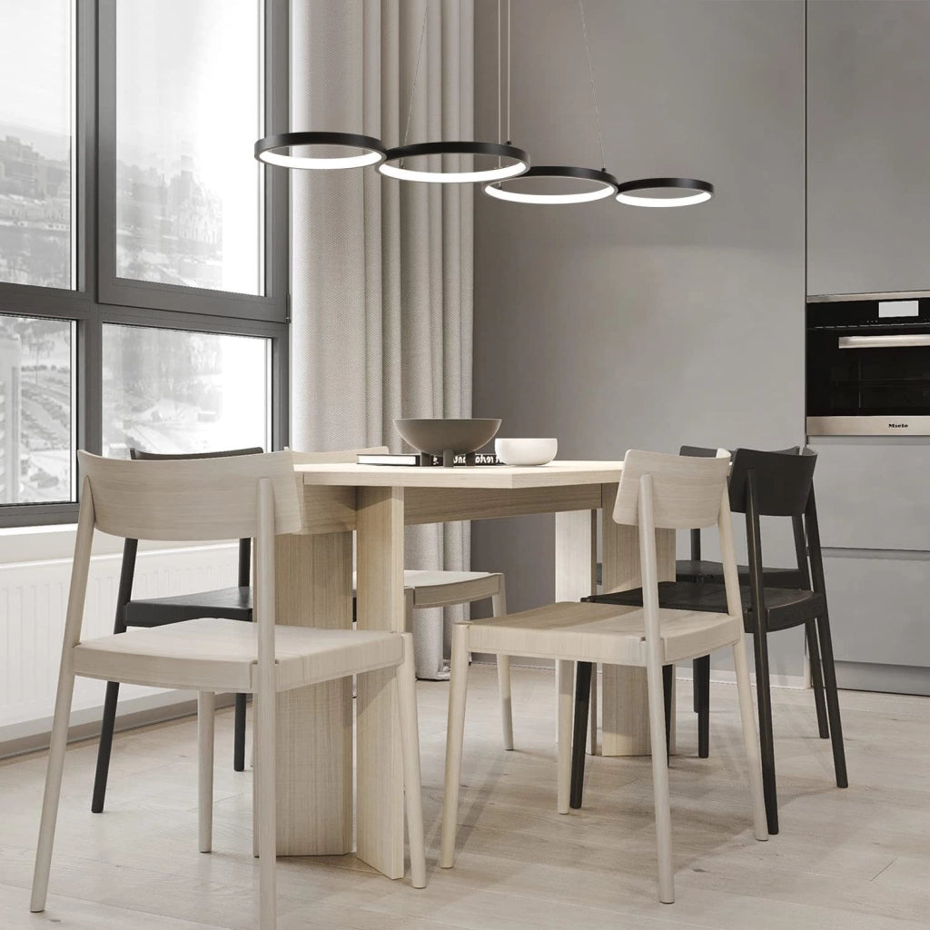 ZMH Lampada a sospensione moderna per sala da pranzo a 4 fiamme altezza regolabile 88 cm effetto anello per ufficio