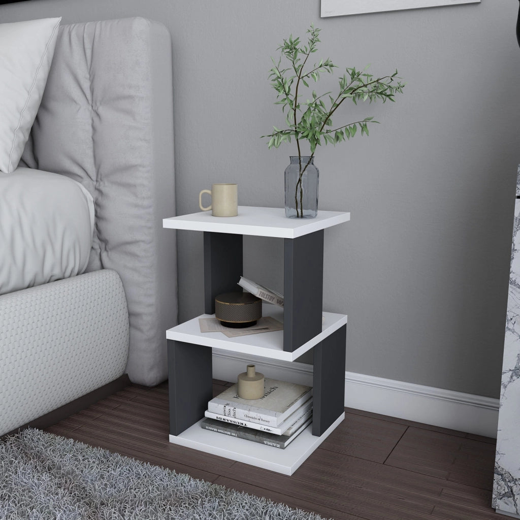 Comodino in legno "Carter" - 30 x 30 x 49 cm - Bianco