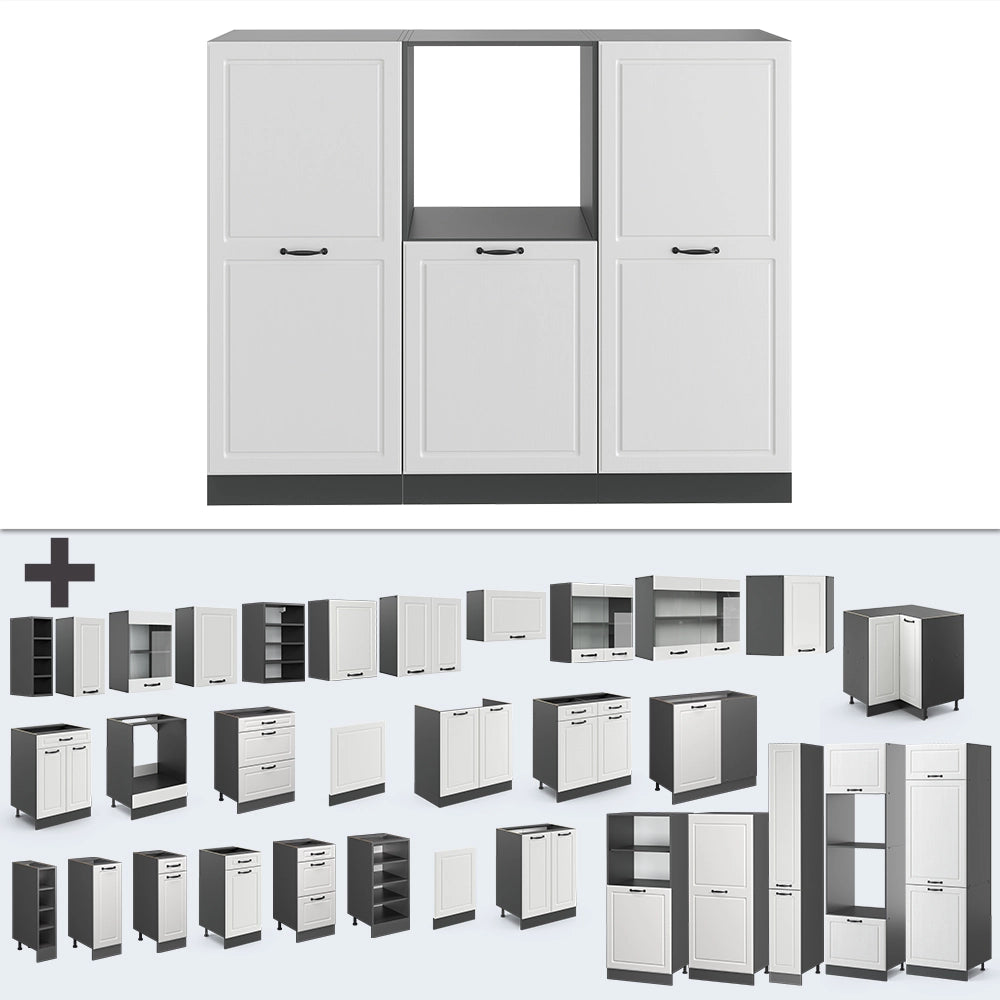 Cucine componibili piccole R-Line Bianco rustico/Antracite 180 cm senza piano di lavoro Vicco