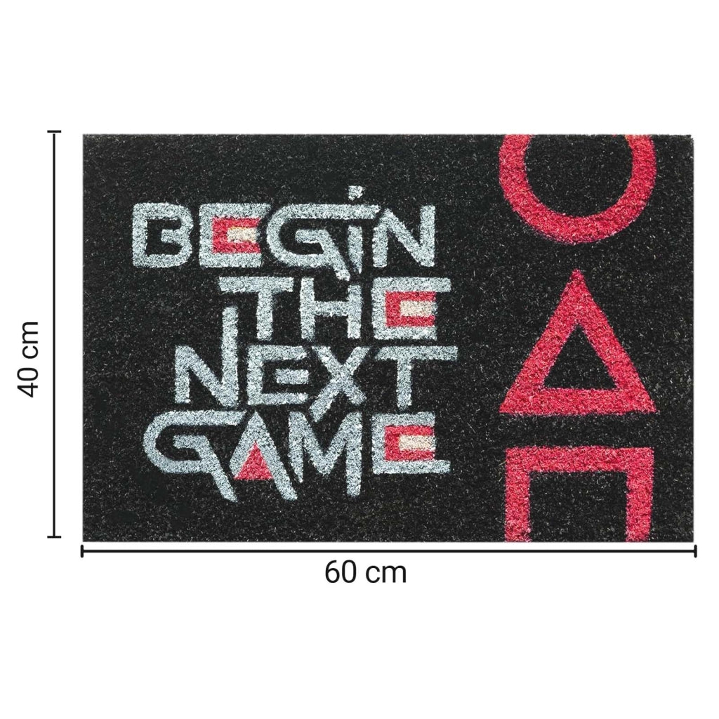Zerbino Decorativo con Motivo Squid Game 40x60cm Antiscivolo Nero / Rosso Inny