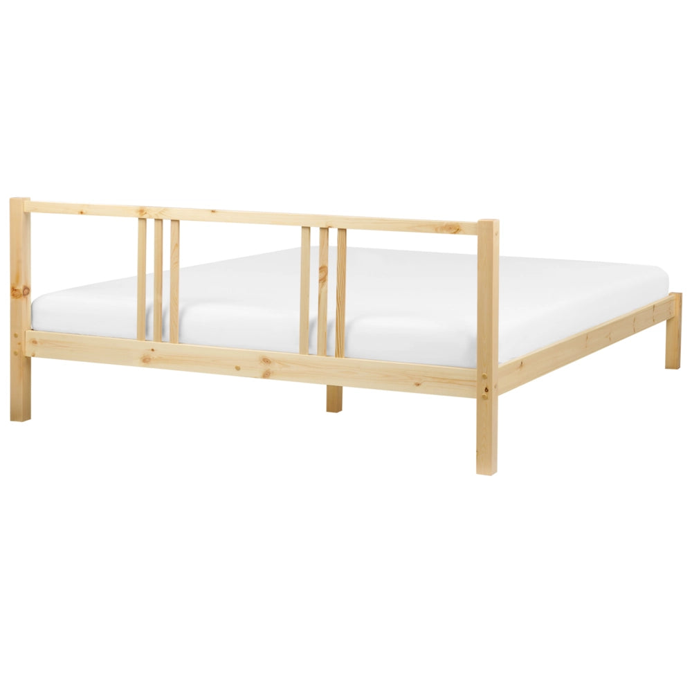 Letto in Legno di pino Chiaro con Rete a Doghe Stile Classico 180 x 200 cm