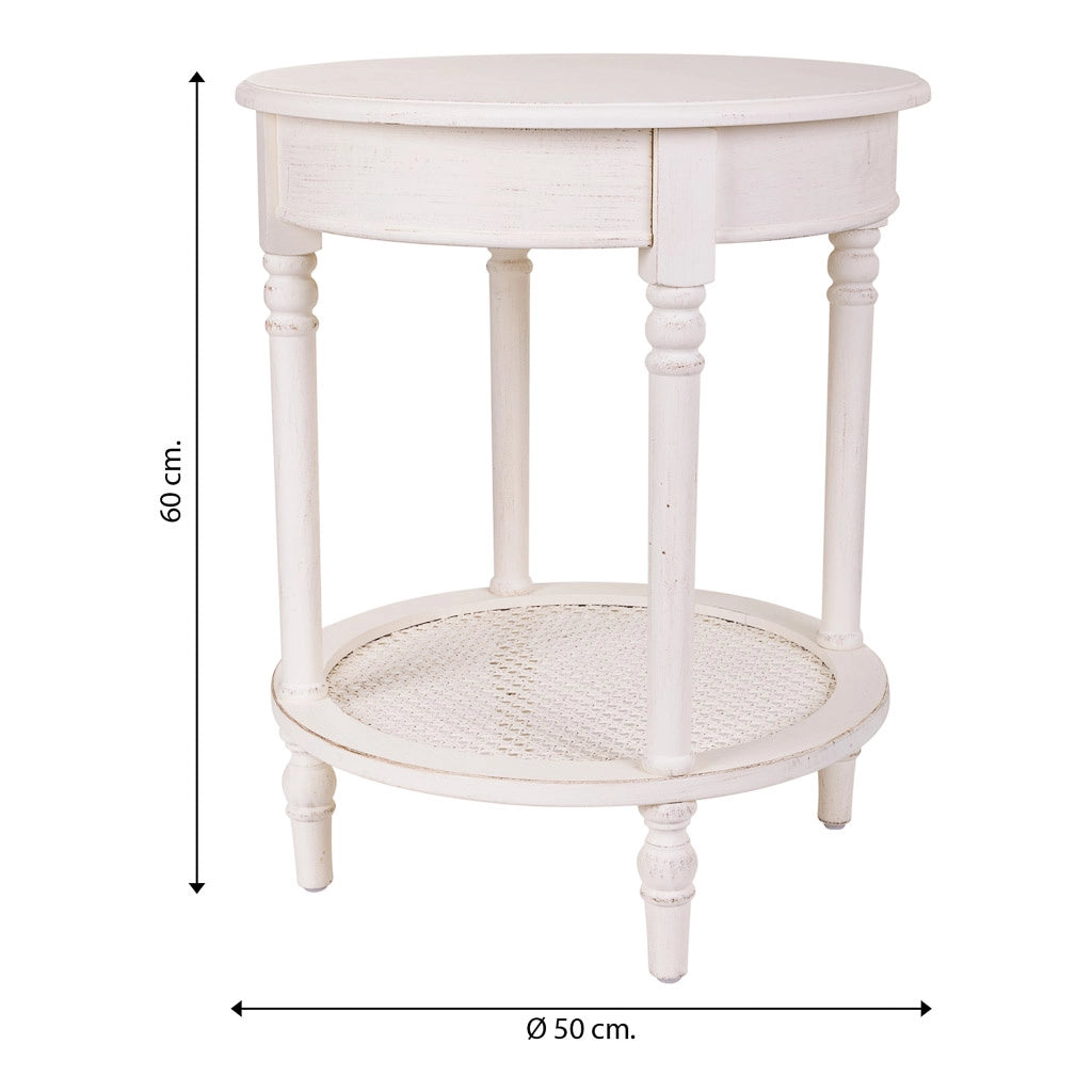 Tavolo ad angolo in legno bianco 50x50x60