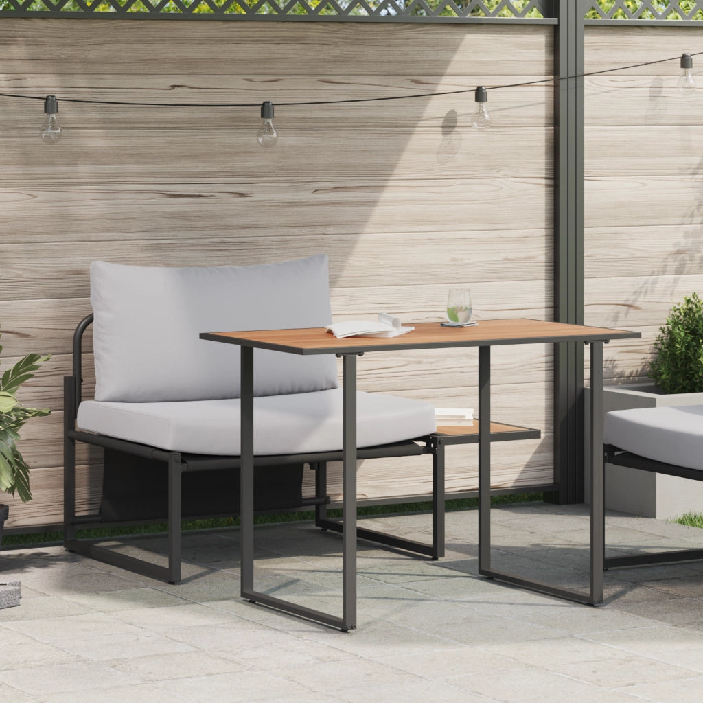 Set da pranzo da giardino da 2 pezzi con sedia singola e cuscini grigio chiaro