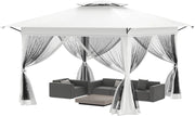 Gazebo 4 x 4 m, impermeabile, stabile, resistente all'inverno, per feste, pieghevole, altezza regolabile con doppio tetto e 4 zanzariere, gazebo da giardino con custodia, colore bianco