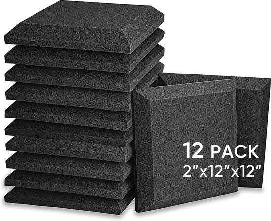 Pannelli di Soprassalto - Pannelli di Soprassalto per Isolamento Acustico Assorbente per Casa e Ufficio 2" x 12" x 12" 12 Pack