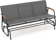 Panca a Dondolo da Esterno, Panchina a 2/3 Posti da Giardino con Movimento Oscillante, Braccioli Curvi in Legno, Sedia a Dondolo per Veranda, Giardino, Portata 300KG/450KG (Grigio, 3 Posti)