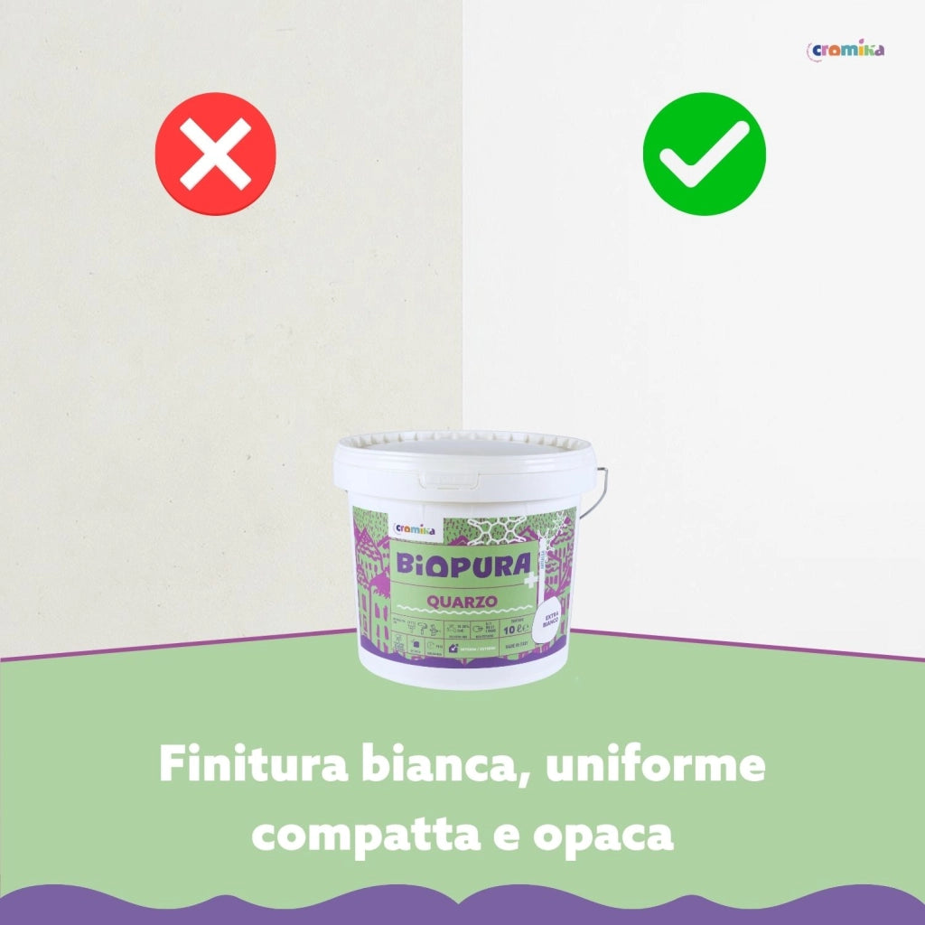 Pittura quarzo antialga interni esterni finitura opaca linea biopura cromika *** formato 10 lt, confezione 1