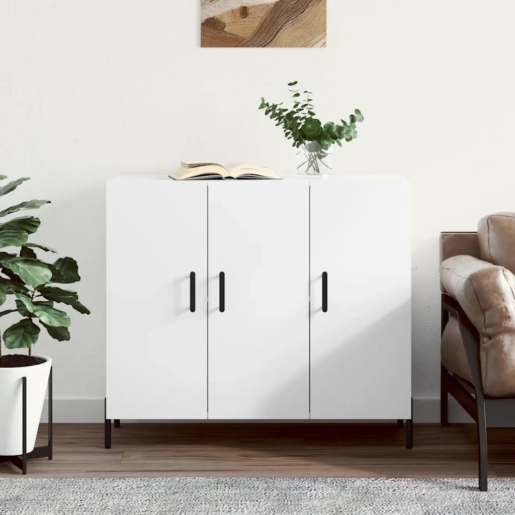 Credenza-Buffet-Armadio da cucina Bianca 90x34x80 cm in Legno Multistrato 814689