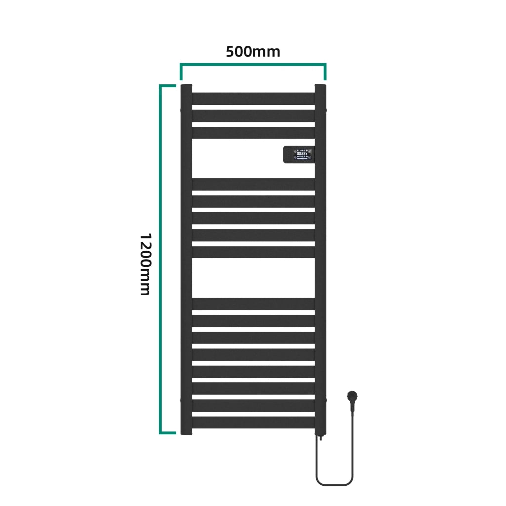 Scaldasalviette elettrico con radiatore 120 x 50 cm 500 watt nero 03_0010755