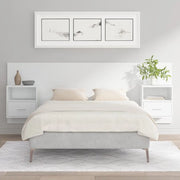 Testiera per Letto con Comodini in Legno Multistrato Bianco 3115692