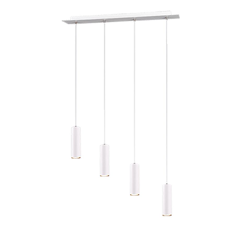 Lampada a sospensione 4 cilindri, metallo, bianco, L 75 cm, Marley