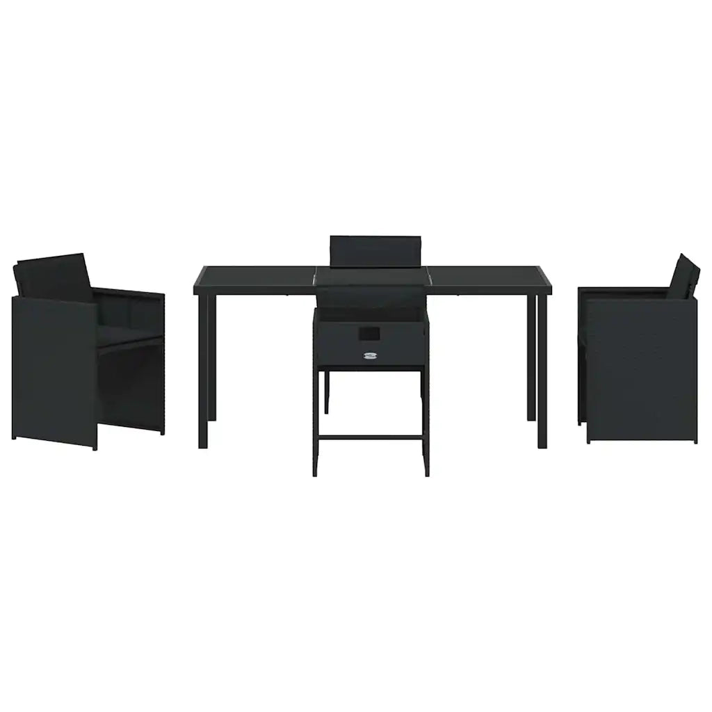 Set da Pranzo per Giardino con cuscino 5 pcs Nero polyrattan 3379978