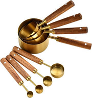 Set di misuratori in acciaio inox (8 pezzi) con manico in legno per pentole e cucina