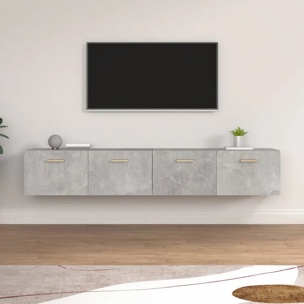 Mobili Parete 2 pz Grigio Cemento 100x36,5x35 cm in Multistrato