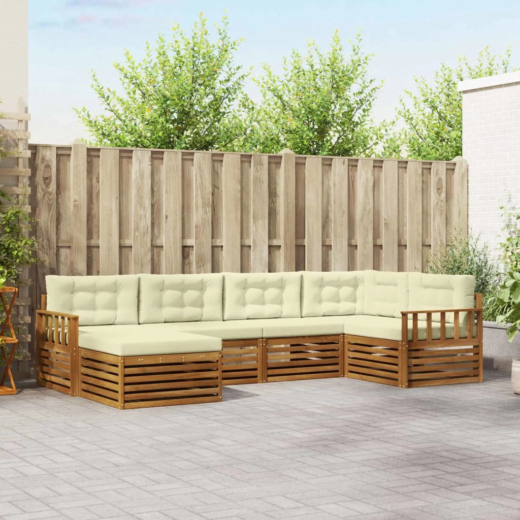 Set di divani da esterno con cuscino 6 pcs Naturale e Crema