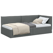Letto singolo | Letto per adulti | Cornice del letto ad angolo Grigio scuro 100 x 200 cm Tessuto