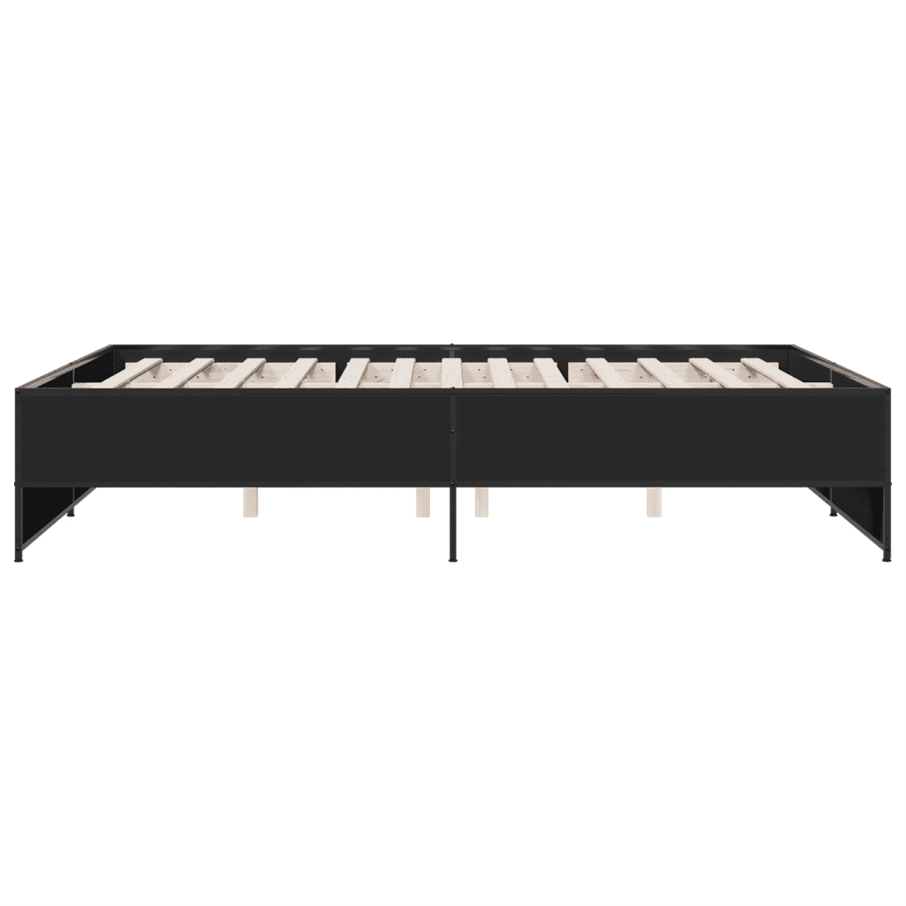Giroletto-Struttura Letto Nero 160x200 cm in Legno Multistrato e Metallo 103856