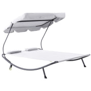 EasyComfort Lettino Matrimoniale 2 Posti Parasole Regolabile da Esterno e Giardino 200x175 x134cm Crema