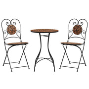 Set da Bistrot con Mosaico Terracotta in Ferro e Ceramica