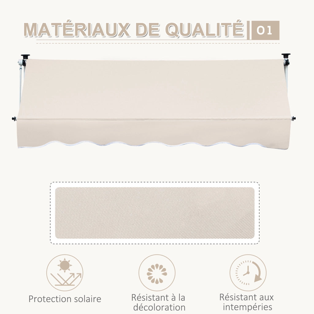 Tenda da sole retrattile ¨C zephmum ¨C kaki 4x1.2m metallo poliestere