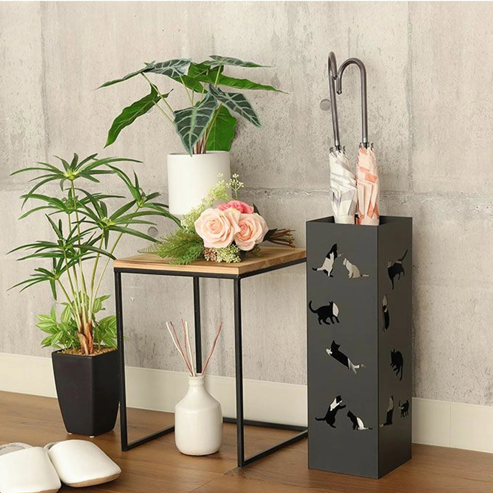 Portaombrelli per Ingresso Design Gatti Porta Ombrelli 15,5x15,5x49 cm in Ferro Nero