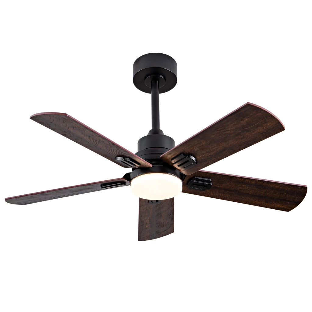Ventilatore da soffitto nero da 42 pollici con luce LED dimmerabile, 6 velocità, timer e pale reversibili