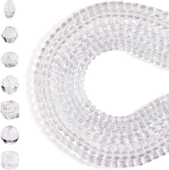 Kralen perle in cristallo a forma di cubo, bicone e ovale con faccette, per spaziatori rotondi per collane e bracciali da gioielli.
