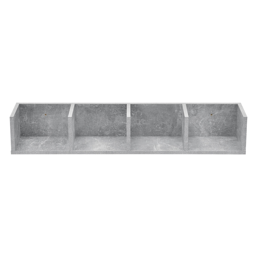 Mensola da Parete con 4 Scomparti a Forma di U Consolle Pensile 95 x 17 x 16,5 cm Portaoggetti Libreria - Effetto Cemento
