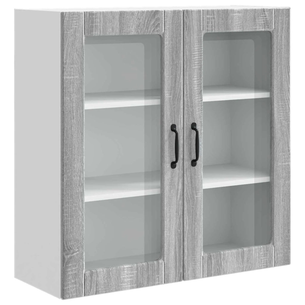 Pensile da cucina | Mobile in vetro da parete PORTO Grigio Sonoma 80 x 31 x 80 cm