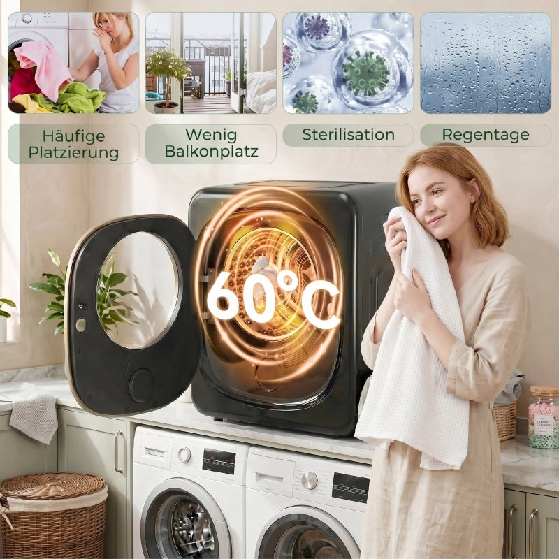 ASCIUGATRICE a pompa di calore compatta, 4 kg, nera, con display touch