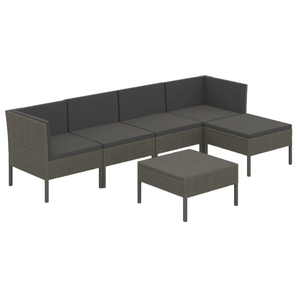 Set Divani da Giardino 6 pz con Cuscini in Polyrattan Grigio cod mxl 41953