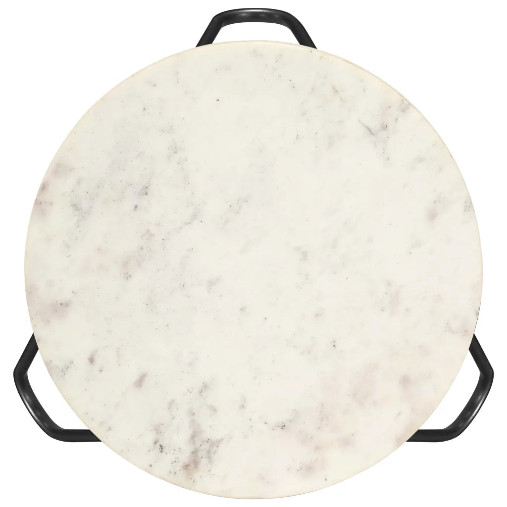Tavolino da Salotto Bianco 40x40x40cm Pietra Vera Testura Marmo 286443