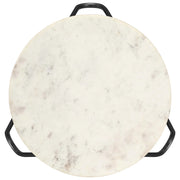 Tavolino da Salotto Bianco 40x40x40cm Pietra Vera Testura Marmo 286443
