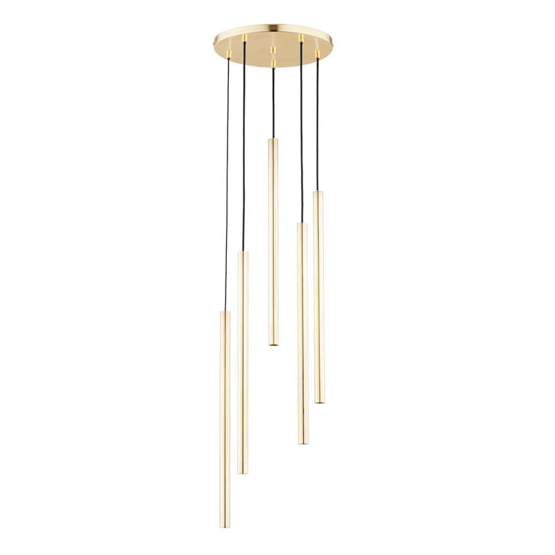 Lampada a sospensione tonda oro metallo Alfa Collet 5xG9