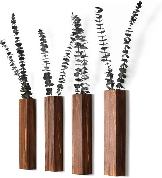 Bacchi in legno moderni - Decorazione per parete per camera da letto e bagno - 4 pezzi - Noce