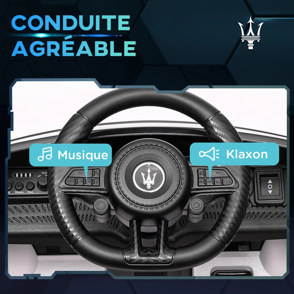 Auto elettrica per bambini Maserati Gran Turismo Folgore ¨C zephmum ¨C Bianco 12V con telecomando