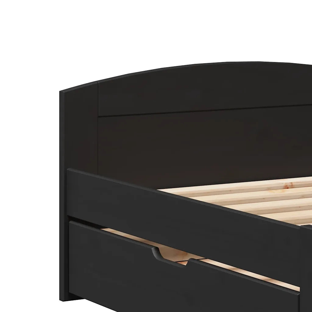 Dormeuse con 2 Cassetti senza Materasso-Divano Letto Nero 90x200 cm IRUN 911686