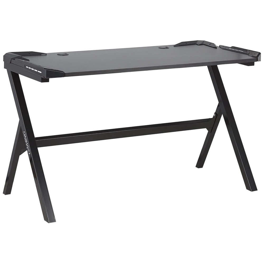 Scrivania da gioco con gambe in metallo MDF Nero rettangolare 120 x 60 cm con luci RGB Mobili per ufficio a casa dal design moderno