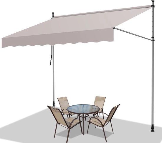 Ombrellone per Esterno UV e Idrorepellente per Balcone, Terrazza e Giardino - Ombrello Estensibile 250cm Beige