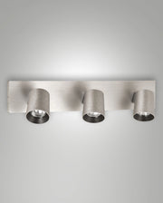 Modo Faretto Moderno a 3 Luci in Alluminio Pressofuso Colore Alluminio Spazzolato, Attacco GU10 Max 35W per Illuminazione d'Interni di Classe