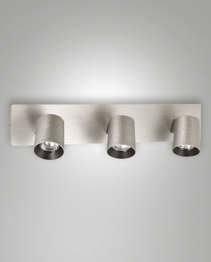 Modo Faretto Moderno a 3 Luci in Alluminio Pressofuso Colore Alluminio Spazzolato, Attacco GU10 Max 35W per Illuminazione d'Interni di Classe