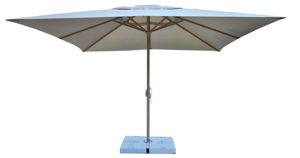 Ombrellone da Giardino 4x4 m Palo Ø60 mm in Alluminio Legno Rovere Telo in Poliestere Ecrù