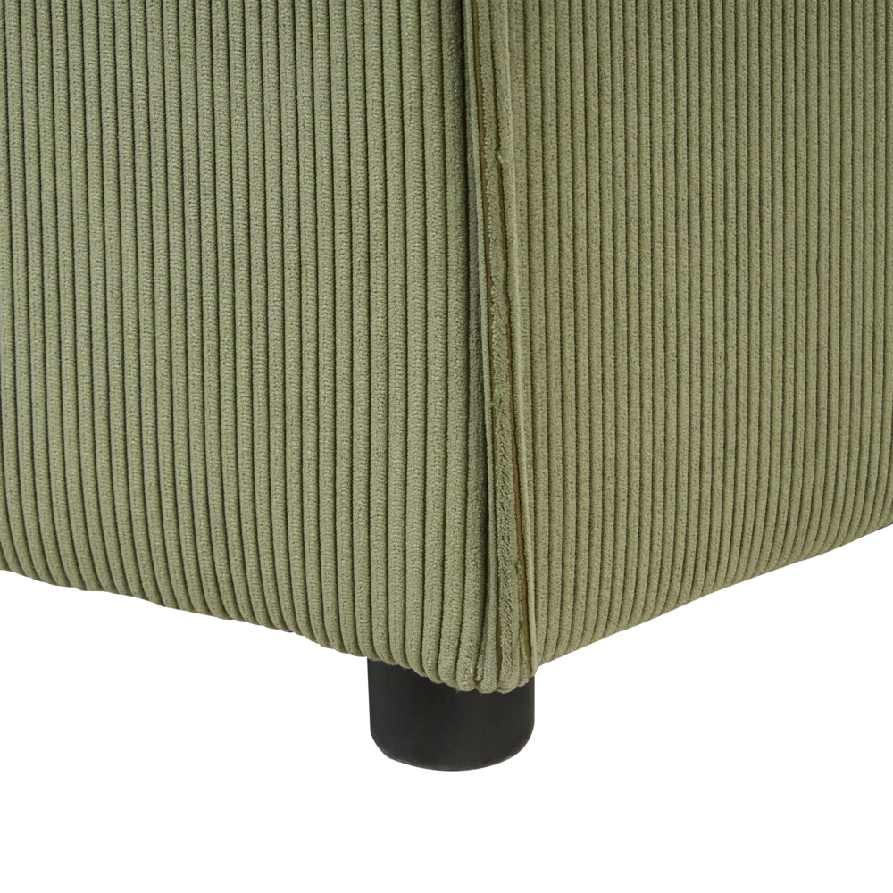 Poltrona imbottita componibile 1 posto velluto a coste verde con gambe nere Stile moderno