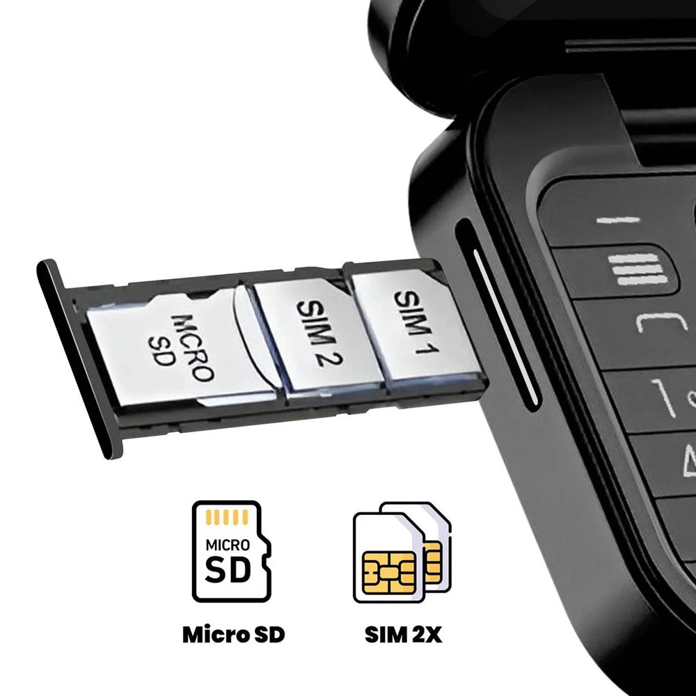Trade Shop - Mini Flip Telefono Schermo 1.77" Pieghevole Multilingue Ad Alta Batteria Dual Sim 1000mah -