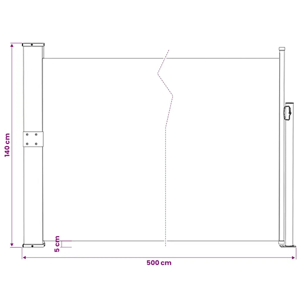 Tenda da Sole | Tenda laterale Retrattile per Patio 140x500 cm Marrone