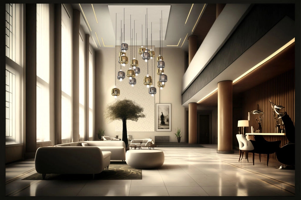 ZHEN-BR Sospensione 1 luce in vetro bronzo struttura nera in metallo attacco E27 senza base