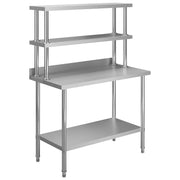 Tavolo da lavoro da cucina con ripiano 120 x 60 x 150 cm acciaio inox 02_0001921