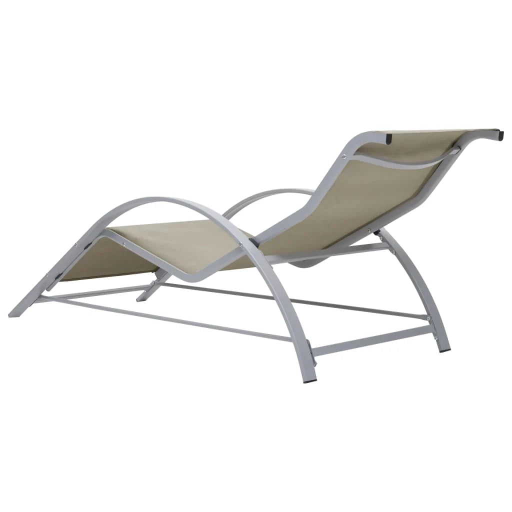 Set di 2 lettini prendisole sedie a sdraio lettini prendisole aiuole da giardino mobili da giardino con tavolo alluminio crema 02_0012073